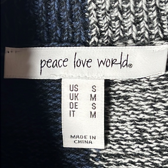 Peace Love World Two Tone Sweater Size Small - Picture 7 of 11